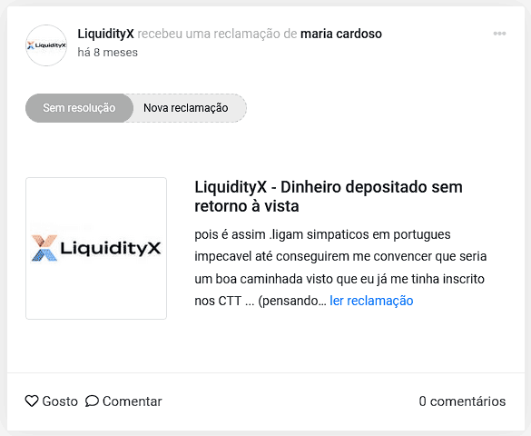 Queixa corretora LiquidityX